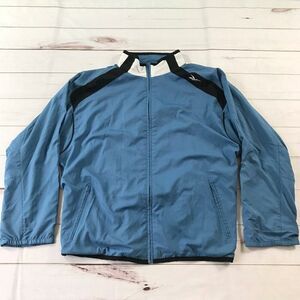 Reebok Vintage Men Large Light Blue Windbreaker Full Zip Cotton Lining Jacket